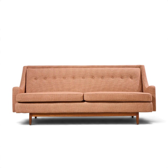 Kipp Stewart for Drexel Mid Century Walnut Sofa This sofa measures: 81 wide x 33 deep x 32.5 inches high, with a seat...