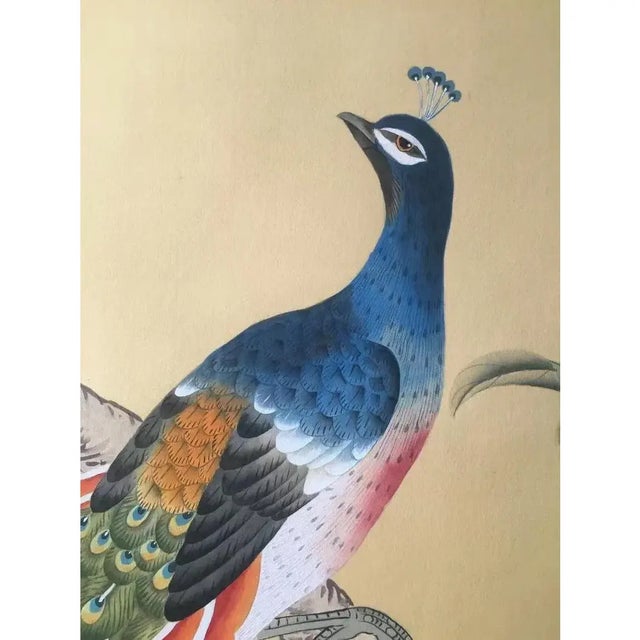 Not Yet Made - Made To Order Unframed Chinoiserie Peacock Wallpaper Hand Painted Artworks - 2 Panels For Sale - Image 5 of 5