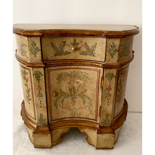 Vintage Hand Painted and Hand Carved Wooden Collectors/Trinket/Jewelry Box/Small-Table Top Cabinet. It has Gold tones with...