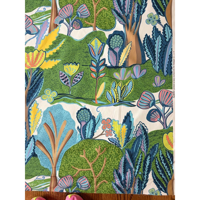 Traditional Thibaut F945009 Albero Green and Blue Cotton Chintz Fabric 5 Yards For Sale - Image 3 of 7