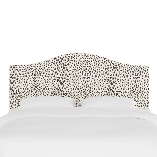 Transitional Kenmore Headboard in Cream Gray Washed Cheetah, Full For Sale - Image 3 of 6