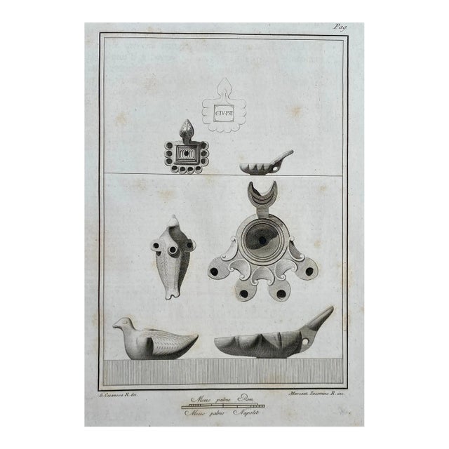 1762 Roman Bird Oil Lamp Engraving For Sale