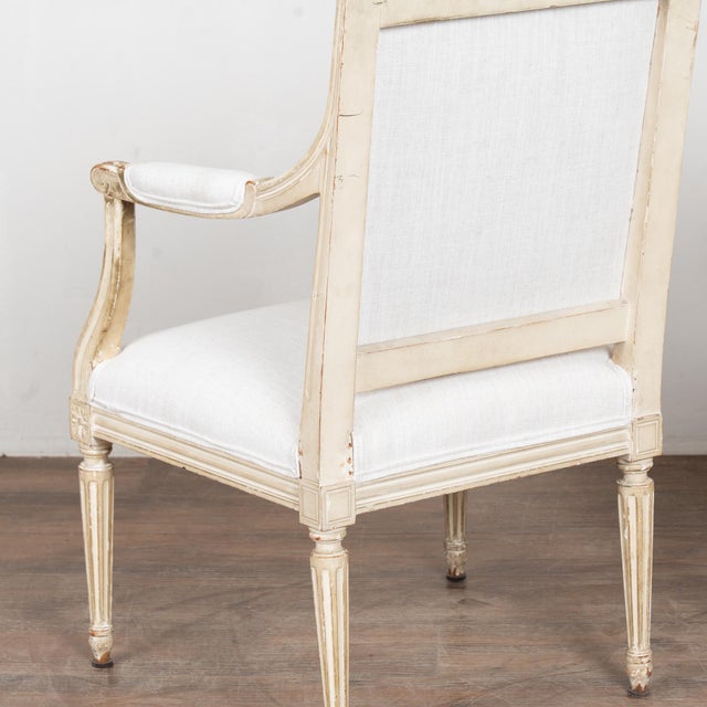 Pair, White Swedish Gustavian Armchairs, 19th Century For Sale - Image 16 of 18