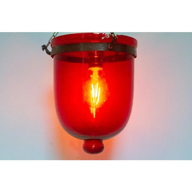 Persian Persian Red Pendant Glass Lantern For Sale - Image 3 of 7