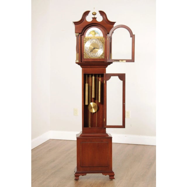Traditional Colonial of Zeeland Mahogany Grandfather Case Clock For Sale - Image 3 of 13