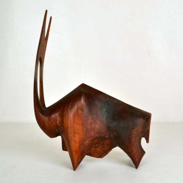 Sculpture of Buffalo or Bull Carved in Hardwood For Sale - Image 3 of 8