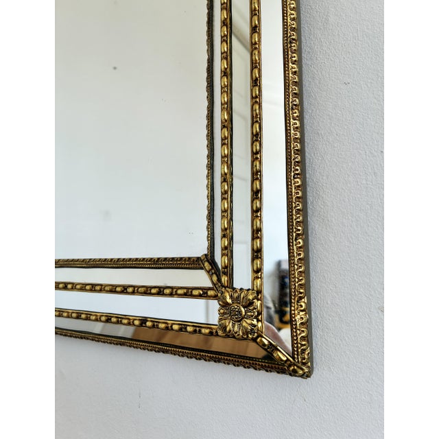 Hollywood Regency Vintage Spanish Venetian-Style Wall Mirror, Rectangular, Brass, 1980s Hollywood Regency For Sale - Image 3 of 10
