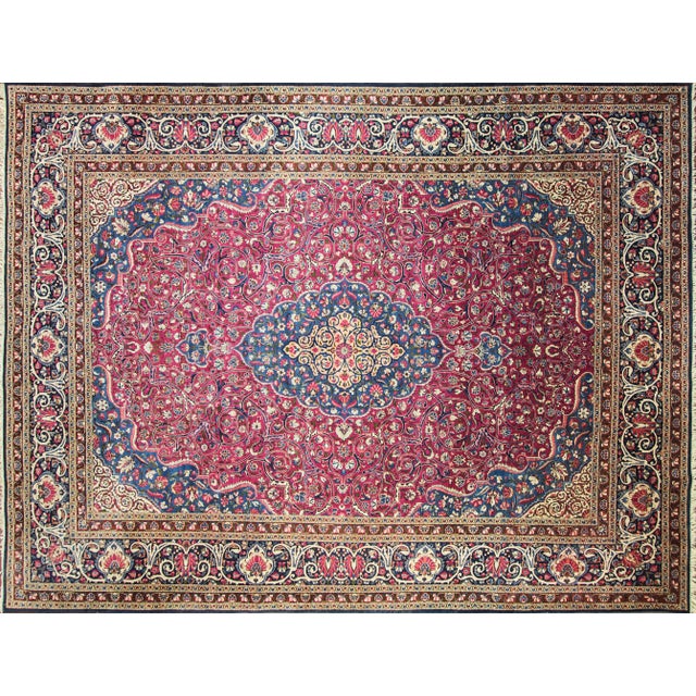 Traditional Antique Persian Dabir Kashan, 8'4" × 11'4" For Sale - Image 3 of 10