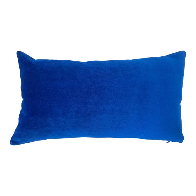 FirmaMenta Italian Electric Blue Velvet Lumbar Pillow For Sale