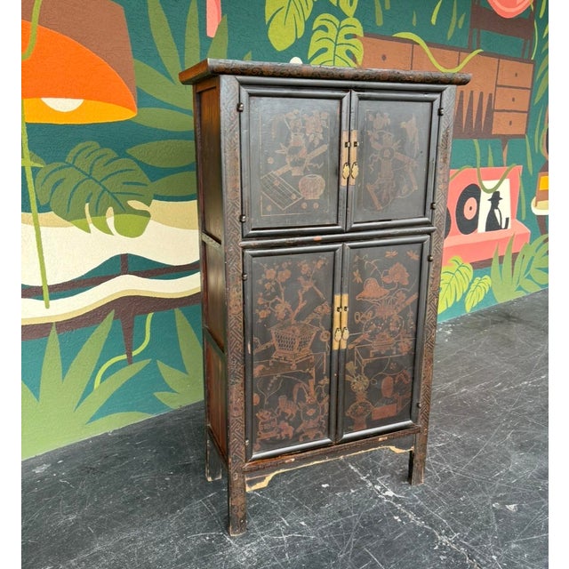 Vintage Asian Lacquered Scholar Cabinet For Sale In Tampa - Image 6 of 17