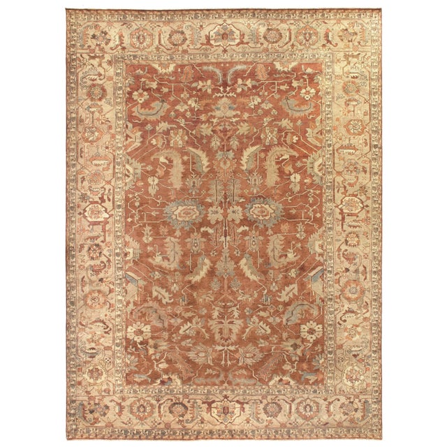 Exquisite Rugs Serapi Hand knotted Wool Rust/Gold Rug-12'x15' For Sale - Image 9 of 9