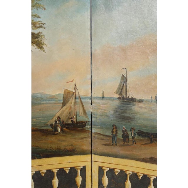 French Painted Canvas Folding Screen, 1830s For Sale - Image 11 of 18