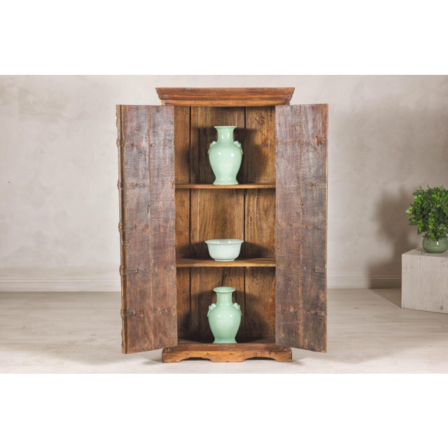 Early 20th Century Indian Hardwood Cabinet with Iron Accents and Rustic Charm For Sale - Image 9 of 12