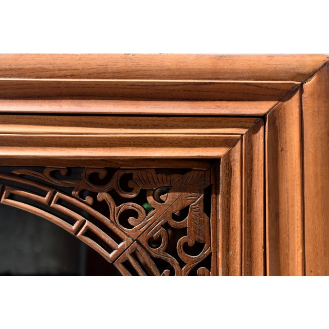 Vintage Chinese Linen Press Cabinet With Glass Door For Sale - Image 10 of 13