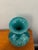 19th Century Antique Peacock Blue Porcelain Vase With Floral Motifs For Sale - Image 4 of 4