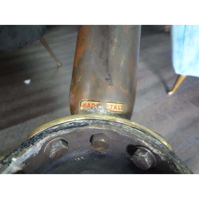 Metal 1950s Italian Modern Brass Tripod Table With Glass Top For Sale - Image 7 of 9