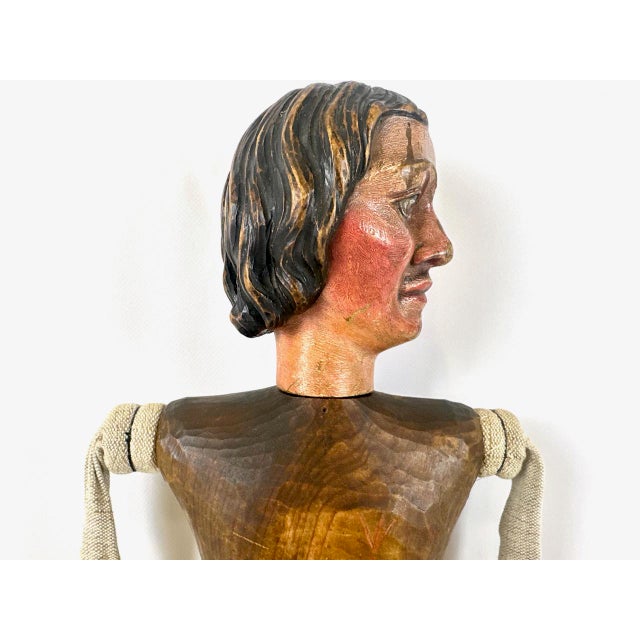 Large Antique Czech Hand-Carved and Painted Theater Puppet Doll, 18th Century For Sale - Image 11 of 18