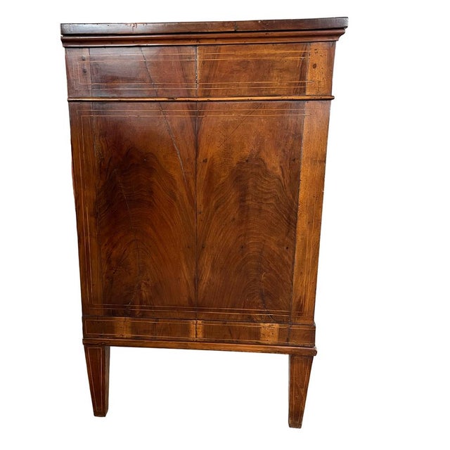 Antique Italian Neoclassical Walnut Commode with Inlay For Sale - Image 4 of 18