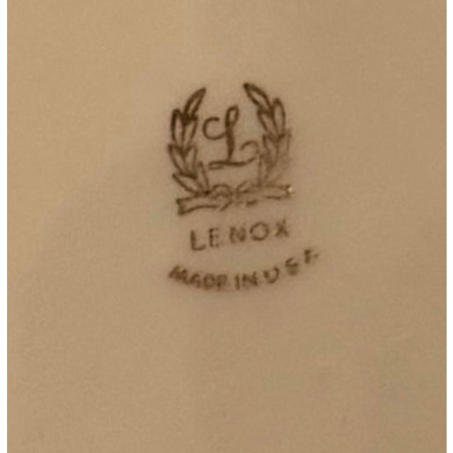 Mid 20th Century Vintage Lenox Ivory China Handled Serving Plate, Gold Trim, Embossed Pattern, Made in Usa For Sale - Image 5 of 5