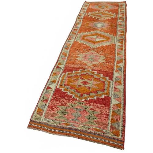 Boho Chic Bohemian Orange Runner Rug For Sale - Image 3 of 7