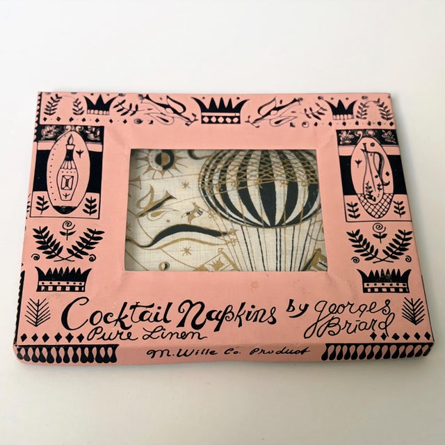 Vintage Georges Briard for M. Wille Co. Cocktail Napkin Set With Box | Mid Century Modern Linen Decor For Sale - Image 9 of 10