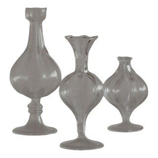 Fluted Glass Vases, Set of 3 For Sale