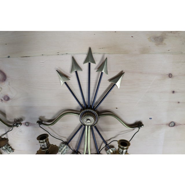 Metal Directioire Style Brass Arrow Sconce/Pair For Sale - Image 7 of 7