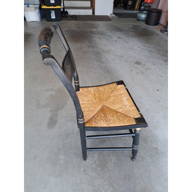 American 1960s Early American Chair With Woven Rush Seat For Sale - Image 3 of 4