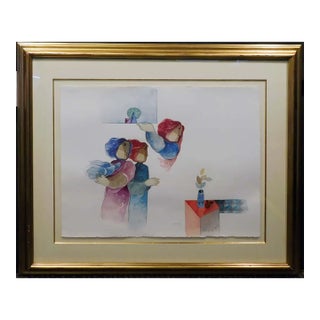 Sunol Alvar"Figure Study"Art Watercolor Custom Frame Hand Signed For Sale