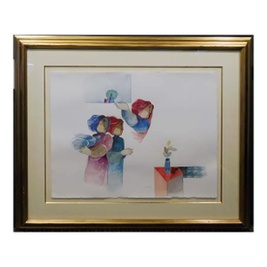 Sunol Alvar"Figure Study"Art Watercolor Custom Frame Hand Signed