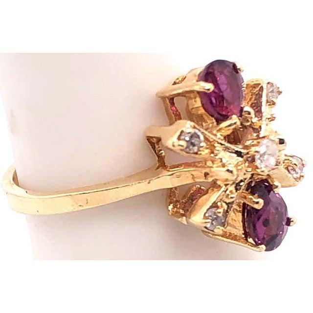 14 Karat Yellow Gold Freeform Ruby and Diamond Ring For Sale - Image 4 of 6