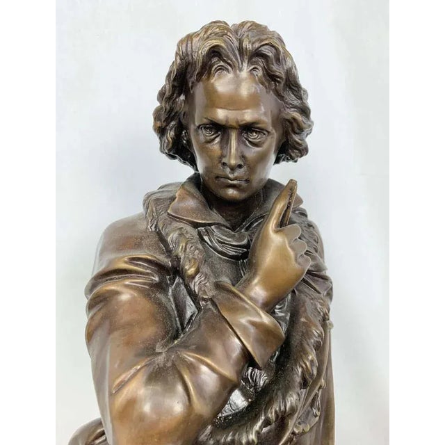 20th Century French Bronze Beethoven Sculpture on Marble Base For Sale - Image 5 of 7