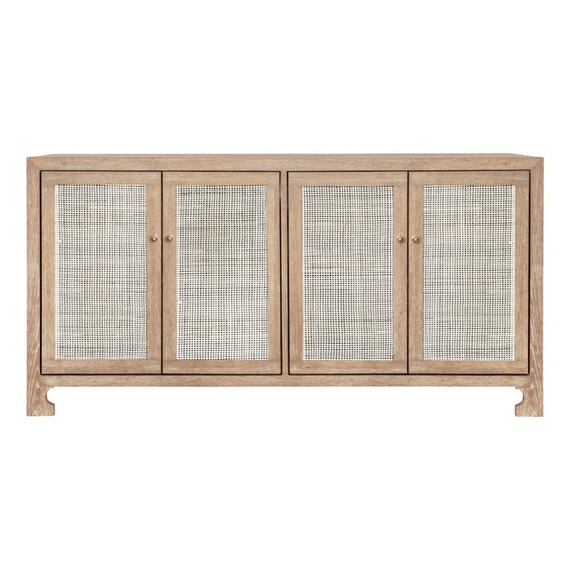 Matthew Izzo Home - Sofia Cerused Oak Caned Four Door Cabinet For Sale