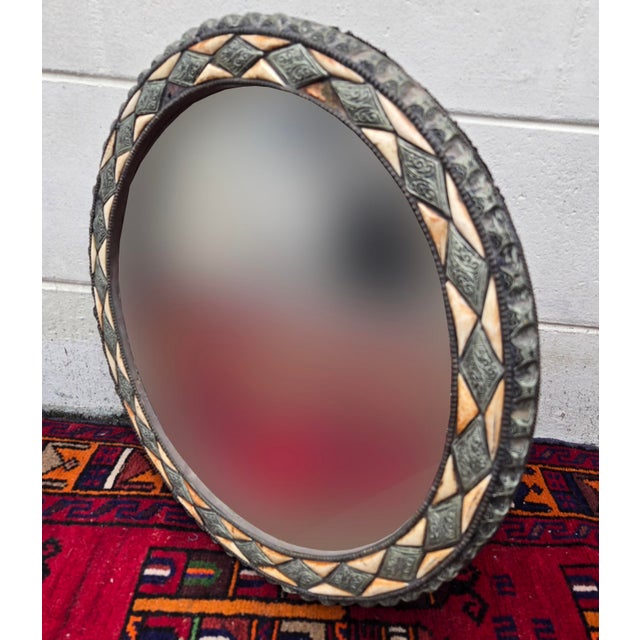 Moroccan Vintage Handcrafted Moroccan Round Metal Mirror For Sale - Image 3 of 6