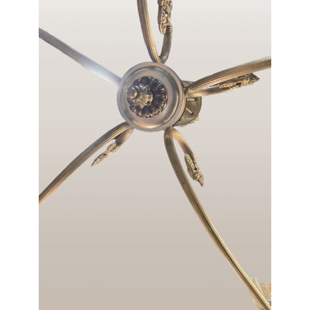 Metal Neoclassical Five-Light Glass and Chromed Steel Chandelier by Kaiser Leuchten, 1950s For Sale - Image 7 of 11
