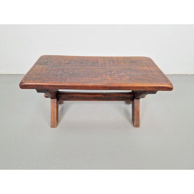 1930s Brutalist Oak Cross Leg Coffee Table, 1930s For Sale - Image 5 of 9