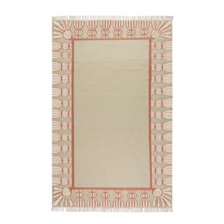 Part & Parcel Goods Wool Tassel Rug, 2’6” x 12', Celadon, Topaz and Eggshell For Sale