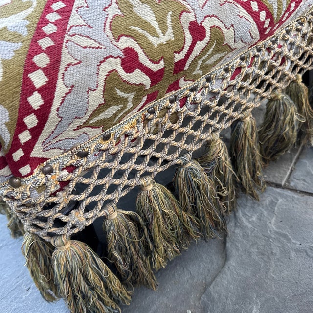 Antique French Pair Tapestry Tassels Fringe Slipper Chairs For Sale - Image 4 of 6