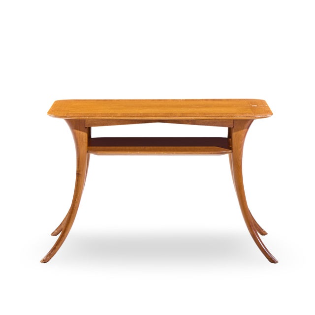 t.h. Robsjohn Gibbings for Widdicomb Mid Century Bleached Mahogany Sabre Side End Tables - Pair For Sale - Image 9 of 12