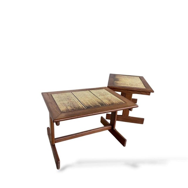 Wood Mid-Century Modern Teak Bedside Table with Ceramic Tile Top, 1960s For Sale - Image 7 of 9