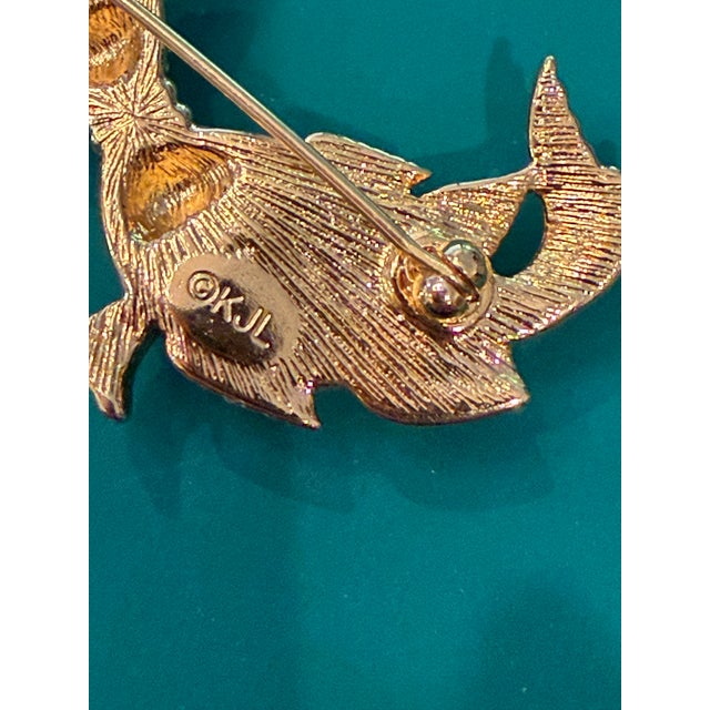 Vintage Kenneth J. Lane Kissing Fish Brooch For Sale - Image 9 of 10