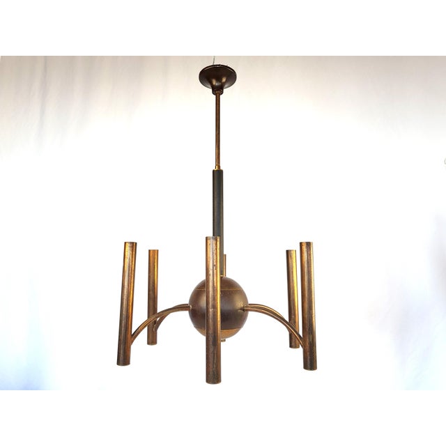Vintage Mid-Century Bronze Chandelier For Sale In Chicago - Image 6 of 6