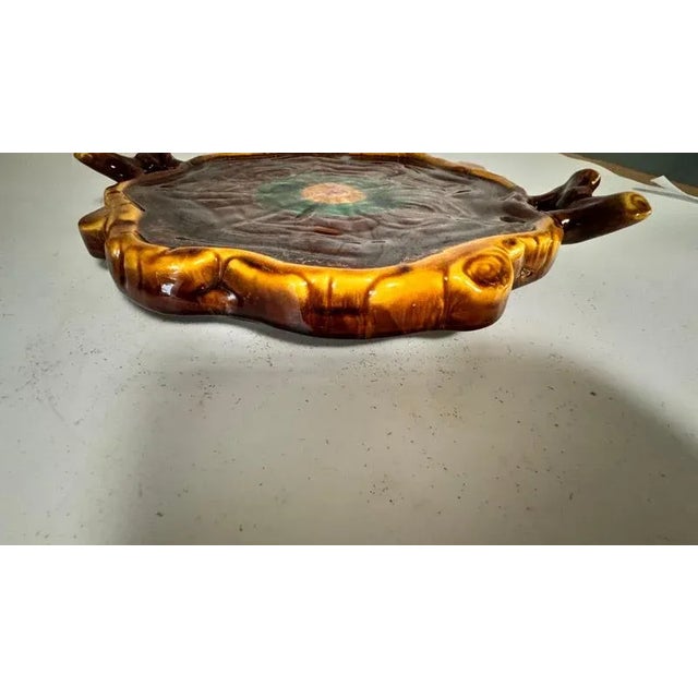 Green and Brown Color Serving Tray in Ceramic, France, 1970s For Sale - Image 4 of 8