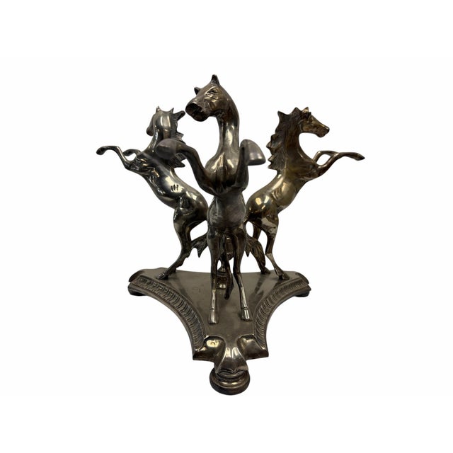 Vintage Castilian Imports Silver-Plated Rearing Stallions Centerpiece Base For Sale - Image 4 of 7