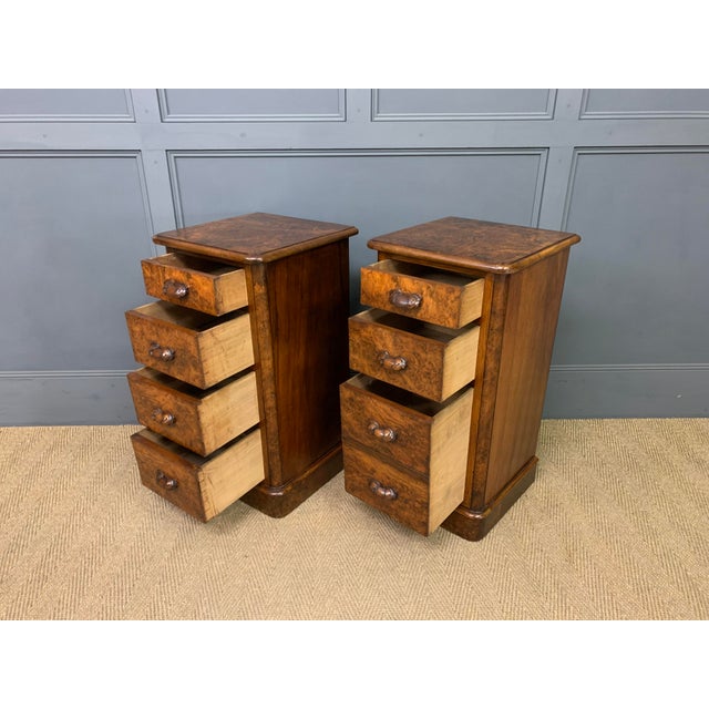 Victorian Burr Walnut Bedside Chests, 1875, Set of 2 For Sale - Image 9 of 12