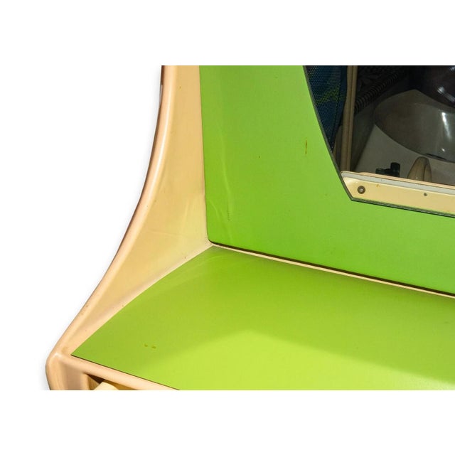 Vintage Retro Space Age Hair Salon Mirror Units in Lime Green & Taupe - Set of 8 For Sale - Image 9 of 12