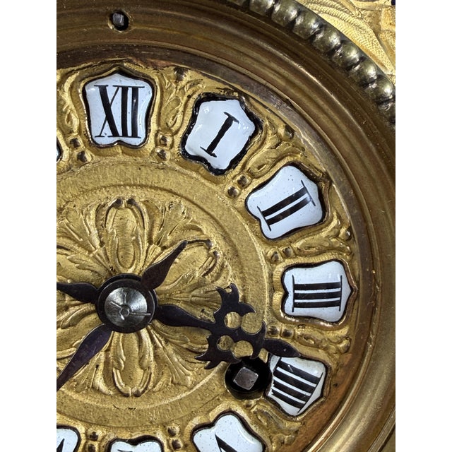 Antique Napoleon III Mantel Clock in Bleu De Sèvres Porcelain and Chased Ormolu, 1865 For Sale - Image 16 of 17
