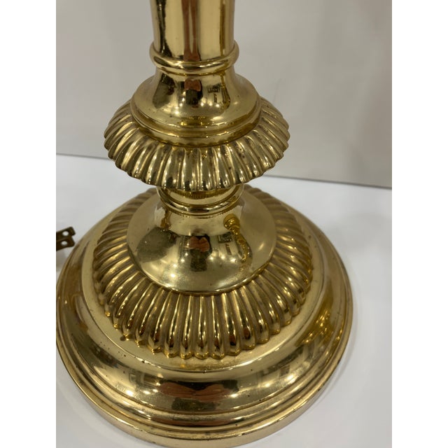 Pair of 1990s Gold Plated Candlestick Lamps For Sale - Image 9 of 11
