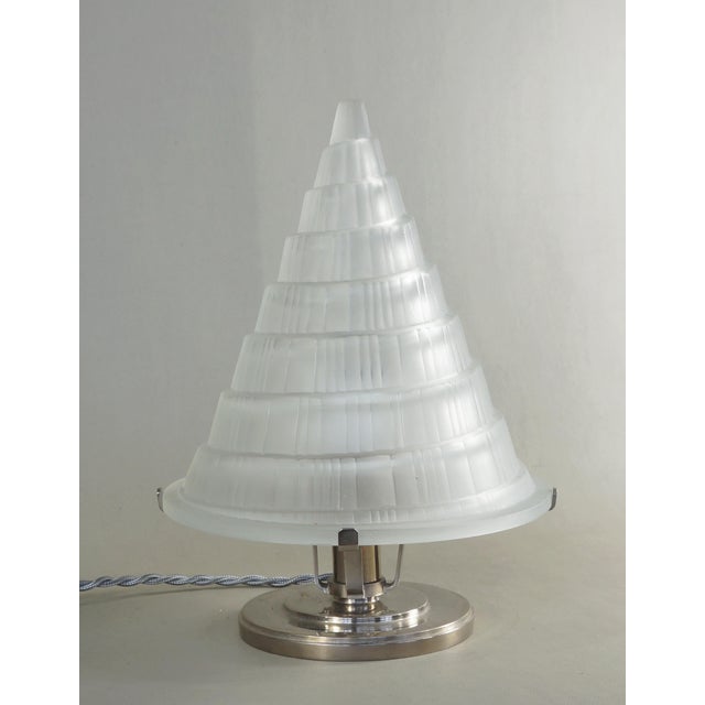 Metal French Art Deco Table Lamp by Marius Sabino 1930s France For Sale - Image 7 of 11