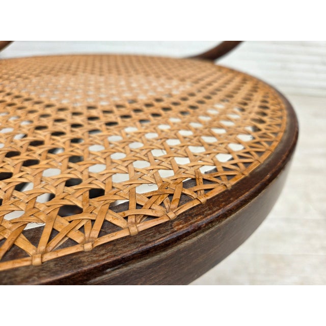 Brown Swivel Armchair in Bentwood and Furniture Mesh, 1950s For Sale - Image 8 of 18
